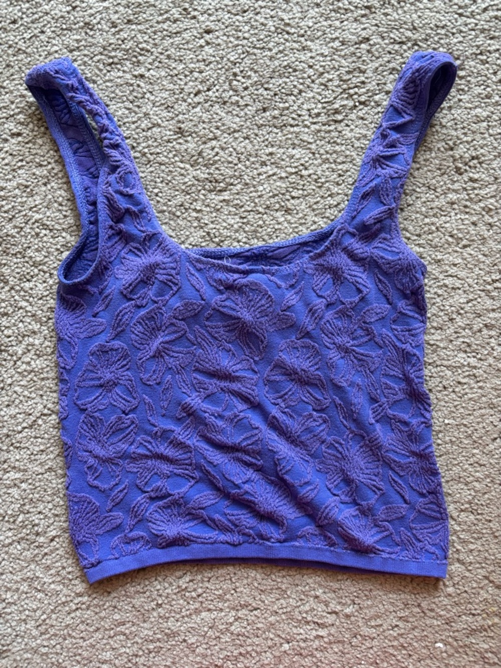 Anthro Purple Floral Knit Tank Top - Women